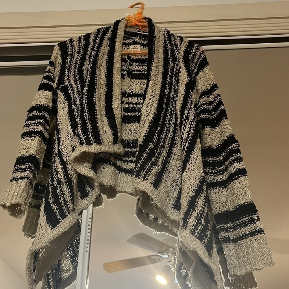 O’Neill waterfall boho skater stripe open knit crochet sweater coastal cardigan - Picture 6 of 6